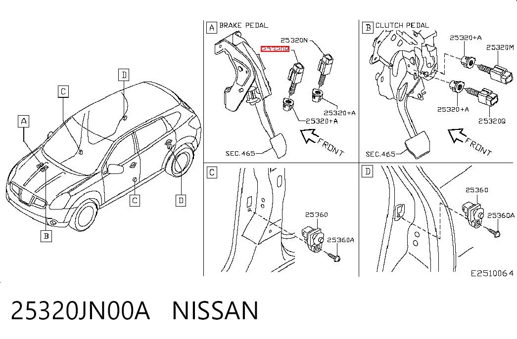 25320JN00A Nissan/Infiniti Interruptor luces de freno