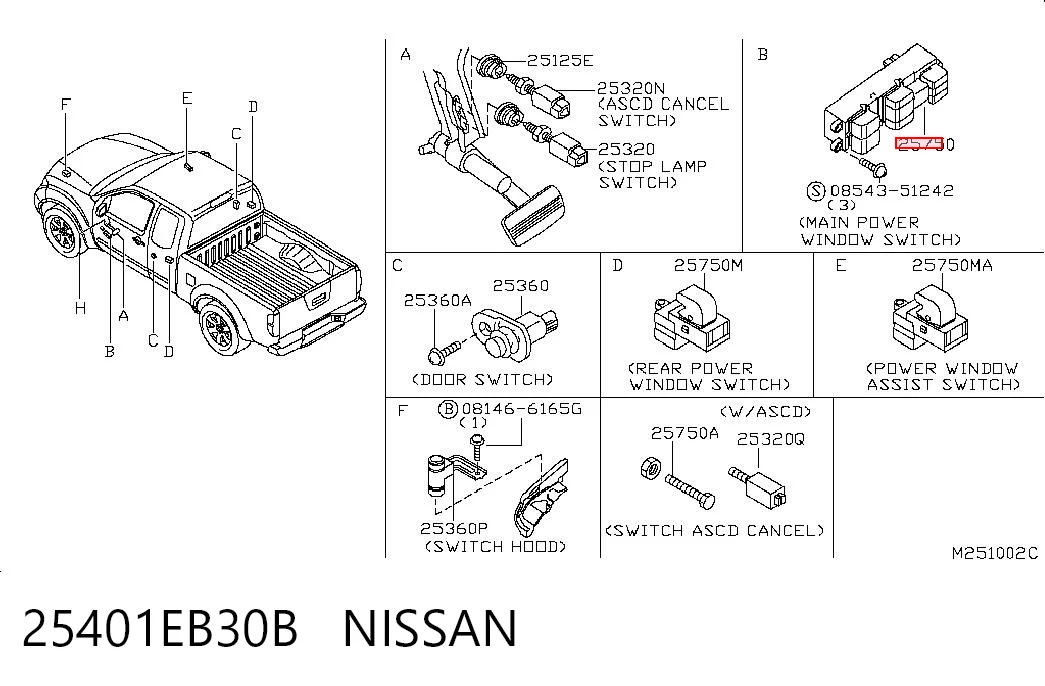 25401EB30B Nissan/Infiniti Unidad de control de elevalunas delantera izquierda