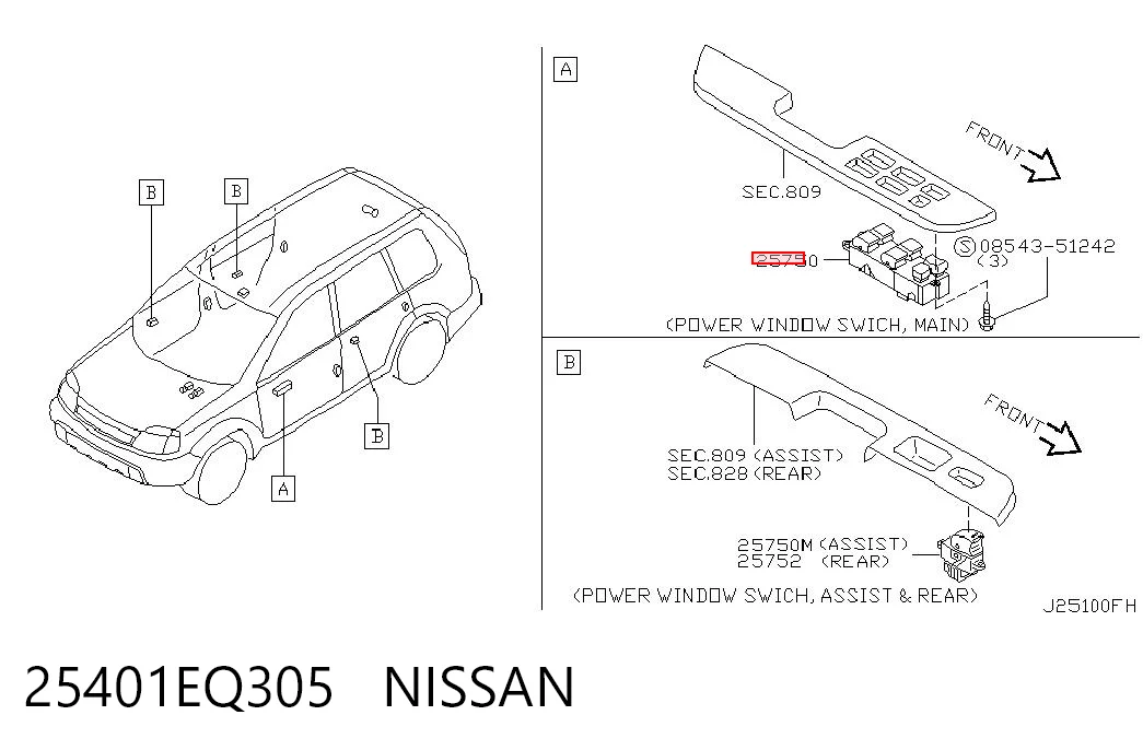 25401EQ305 Nissan/Infiniti Unidad de control de elevalunas delantera izquierda