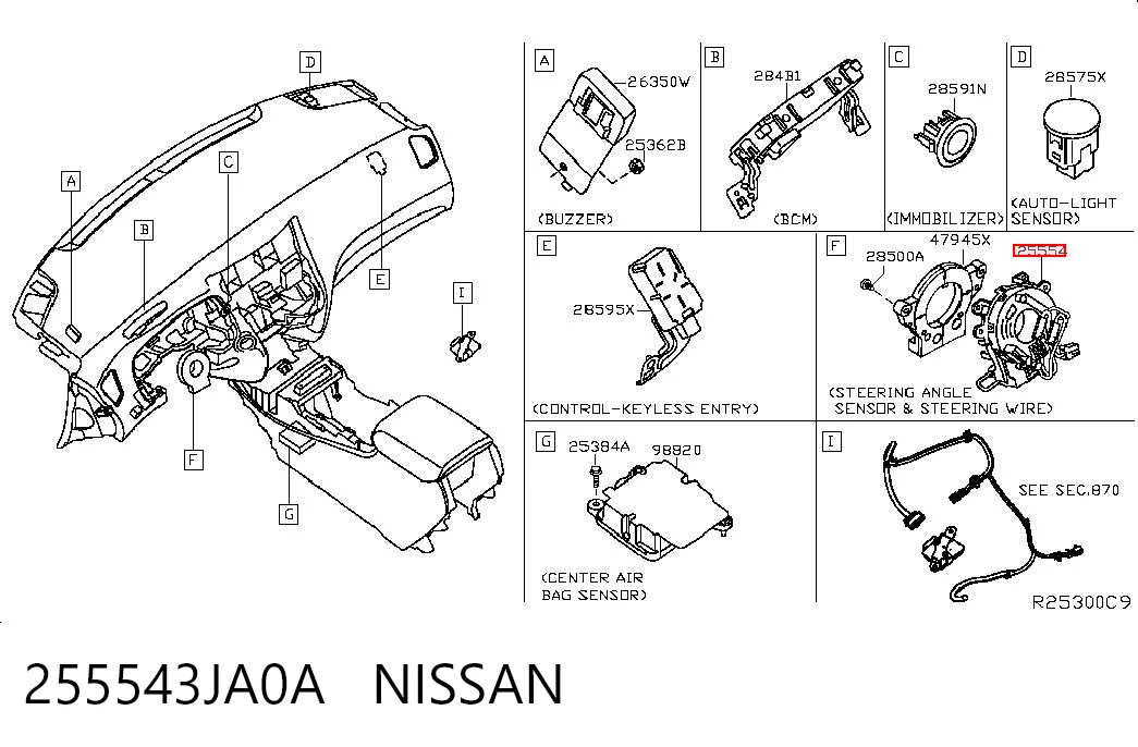 255543JA0A Nissan/Infiniti Anillo de AIRBAG 