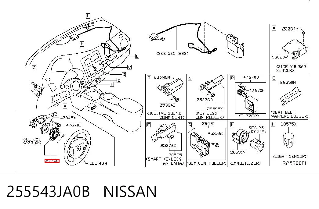 255543JA0B Nissan/Infiniti Anillo de AIRBAG 