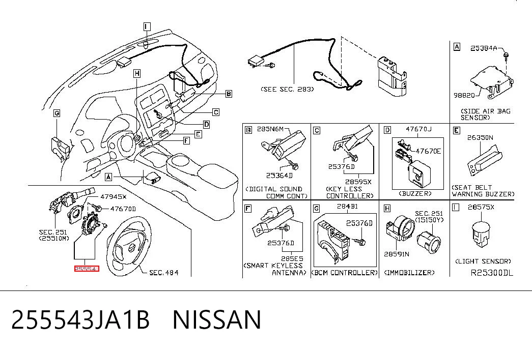 255543JA1B Nissan/Infiniti Anillo de AIRBAG 