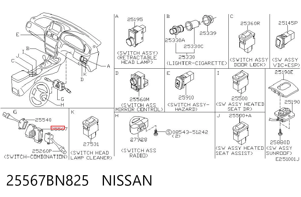25567BN825 Nissan/Infiniti