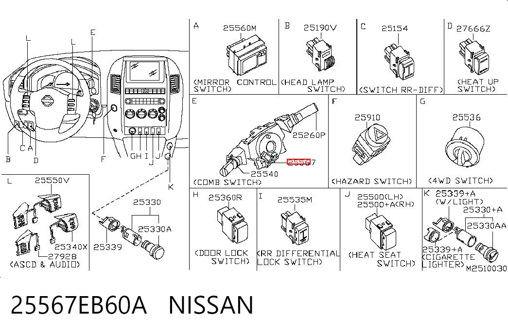 25567EB60A Nissan/Infiniti Anillo de AIRBAG 