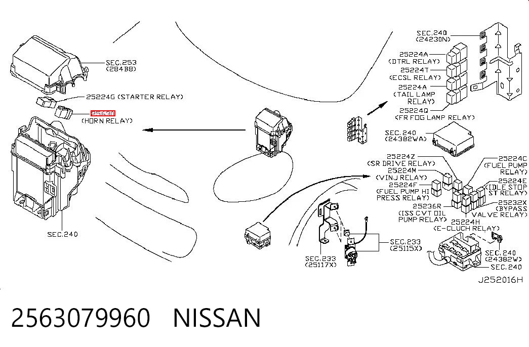 2563079960 Nissan/Infiniti Relé de bocina