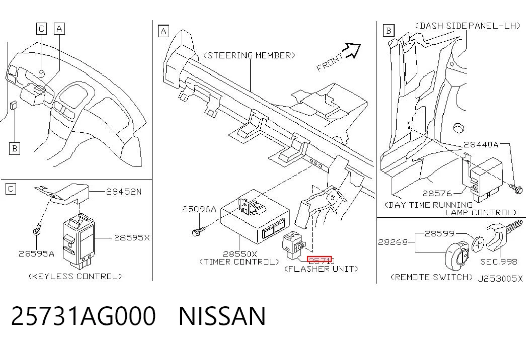 25731AG000 Nissan/Infiniti Intermitente de espejo