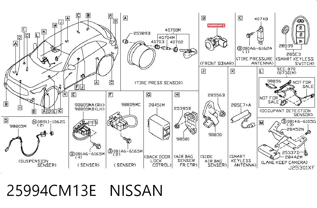 25994CM13E Nissan/Infiniti Sensor alarma de estacionamiento trasero 