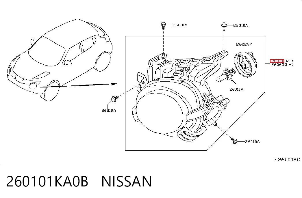 Luz derecha Nissan JUKE  (2010-2019)