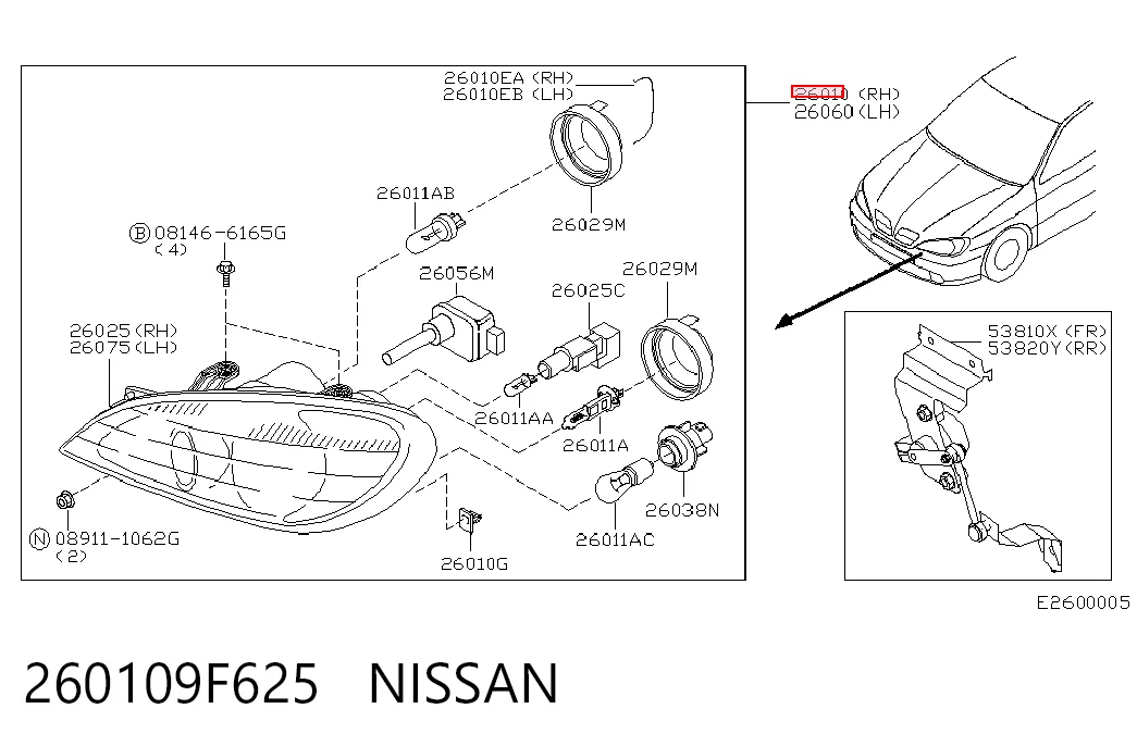  Faro derecho Nissan Primera 