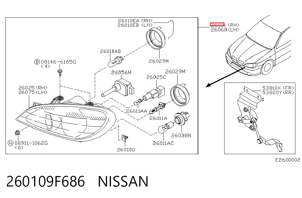 Luz derecha para Nissan Primera  P11