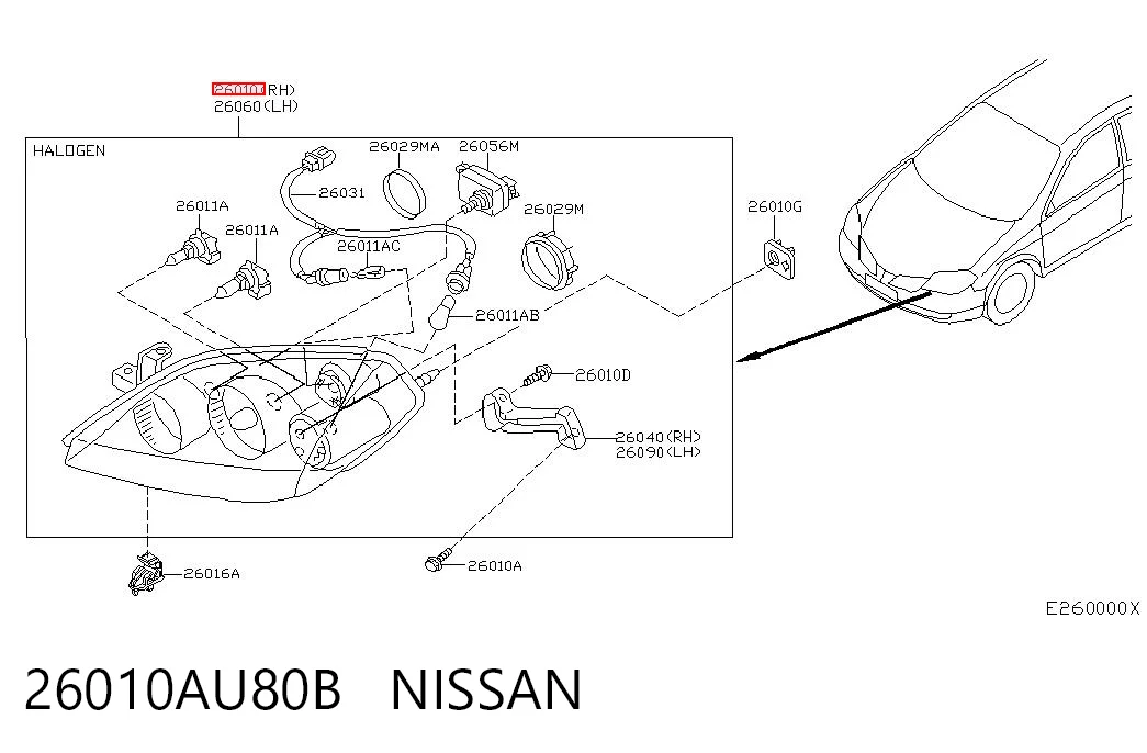 26010AU80B Nissan/Infiniti