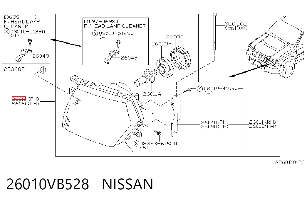 Faro derecho para Nissan Patrol Y61