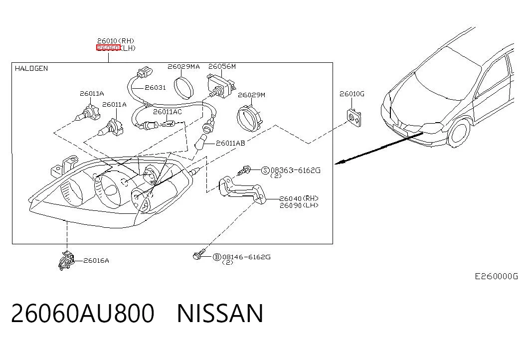 Faro izquierdo para Nissan Primera P12