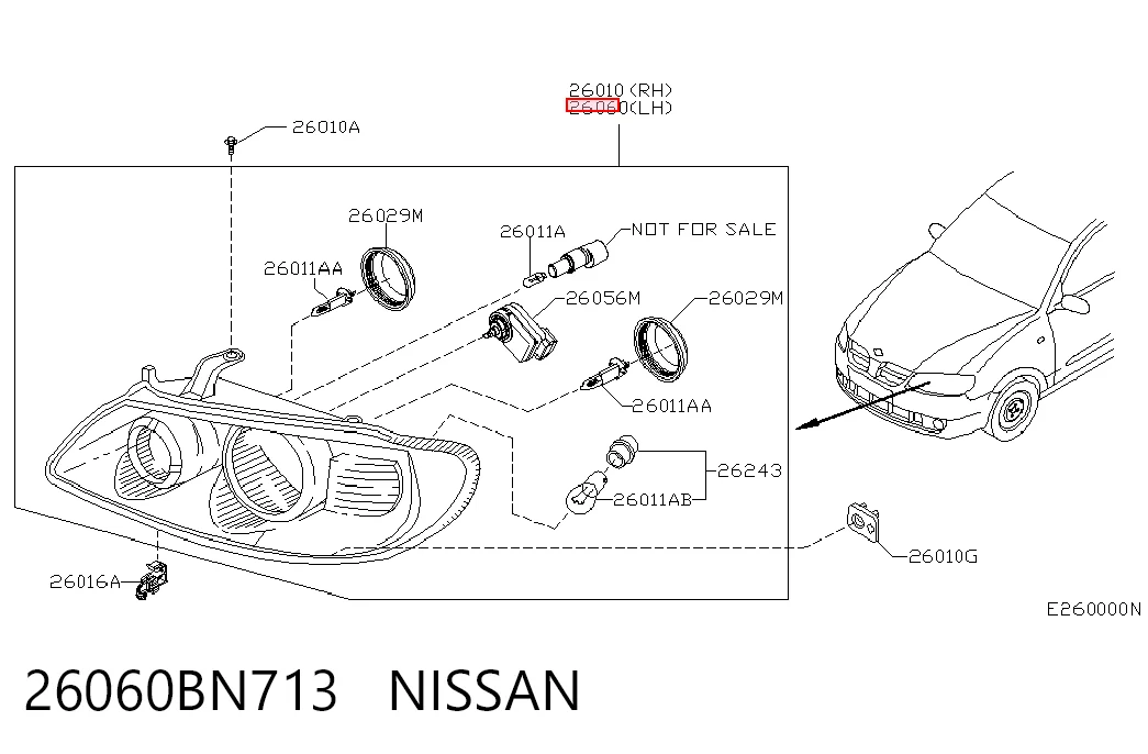 Faro izquierdo 26060BN713 NISSAN