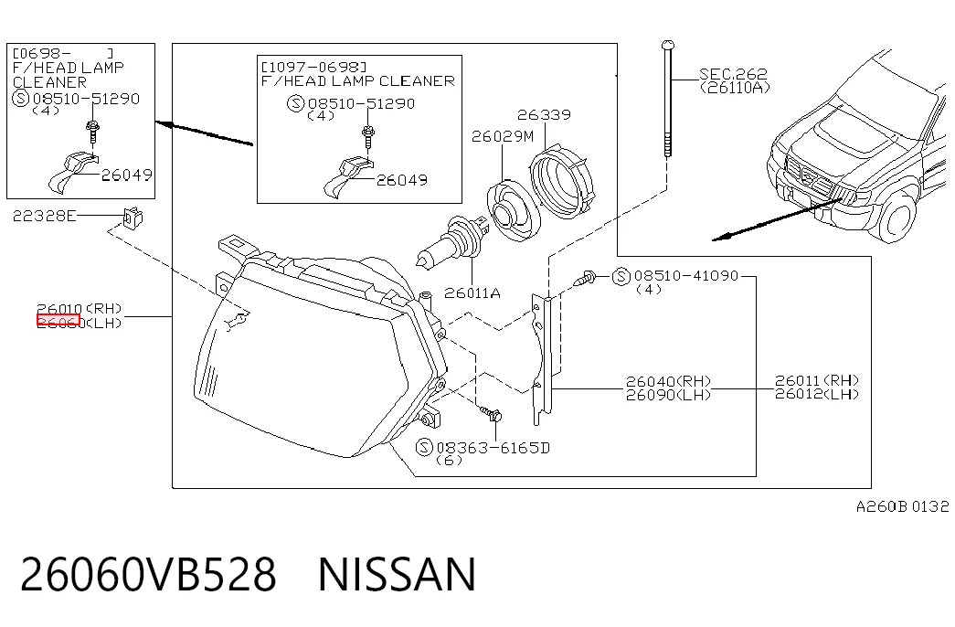 Faro izquierdo para Nissan Patrol Y61