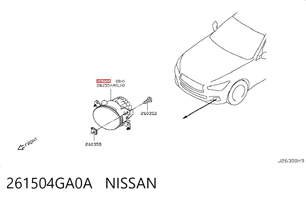 261504GA0A Nissan/Infiniti Faro antiniebla derecho