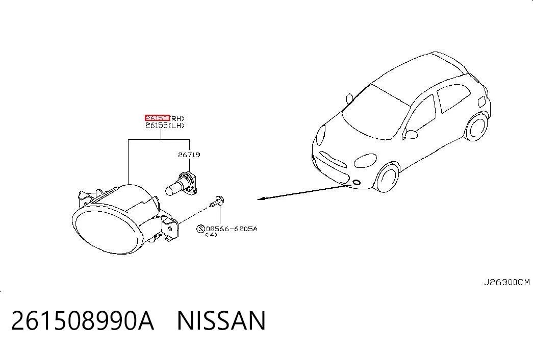 261508990A Nissan/Infiniti Faro antiniebla derecho