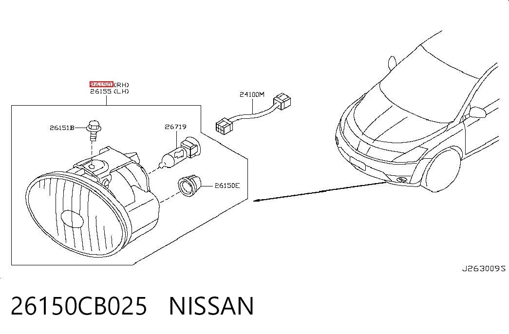 26150CB025 Nissan/Infiniti Faro antiniebla derecho