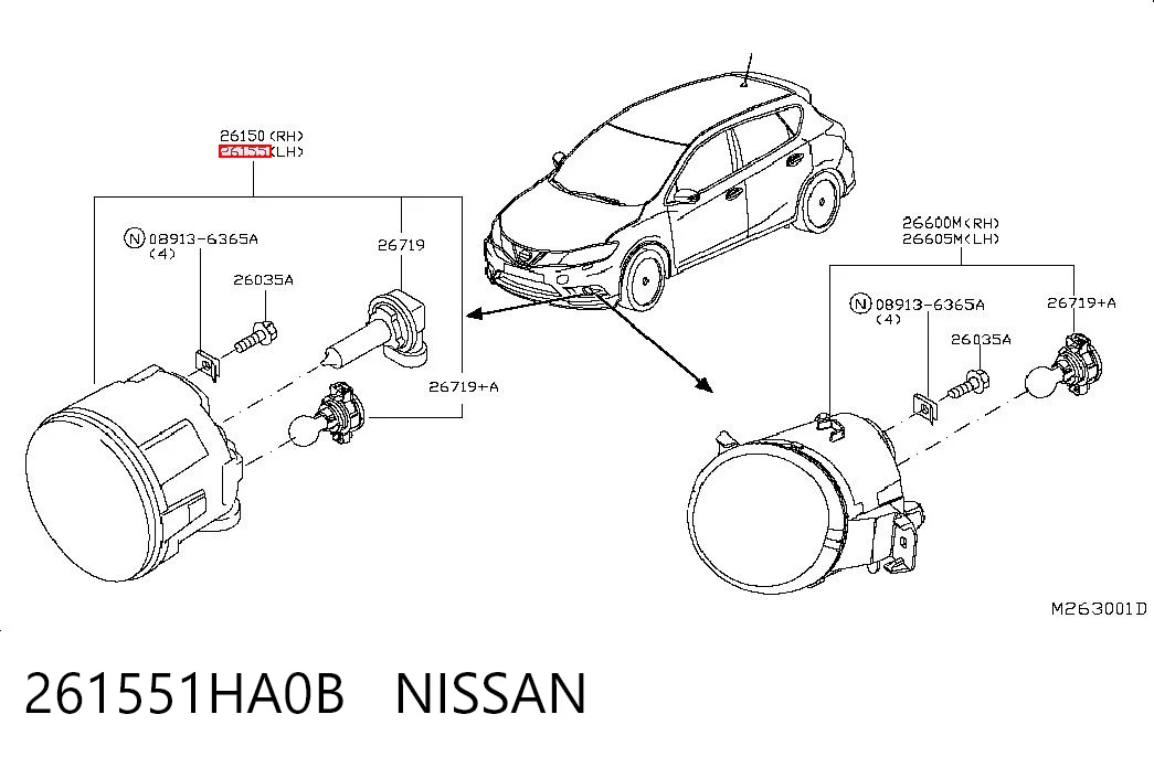 261551HA0B Nissan/Infiniti Luces antiniebla  izquierdo