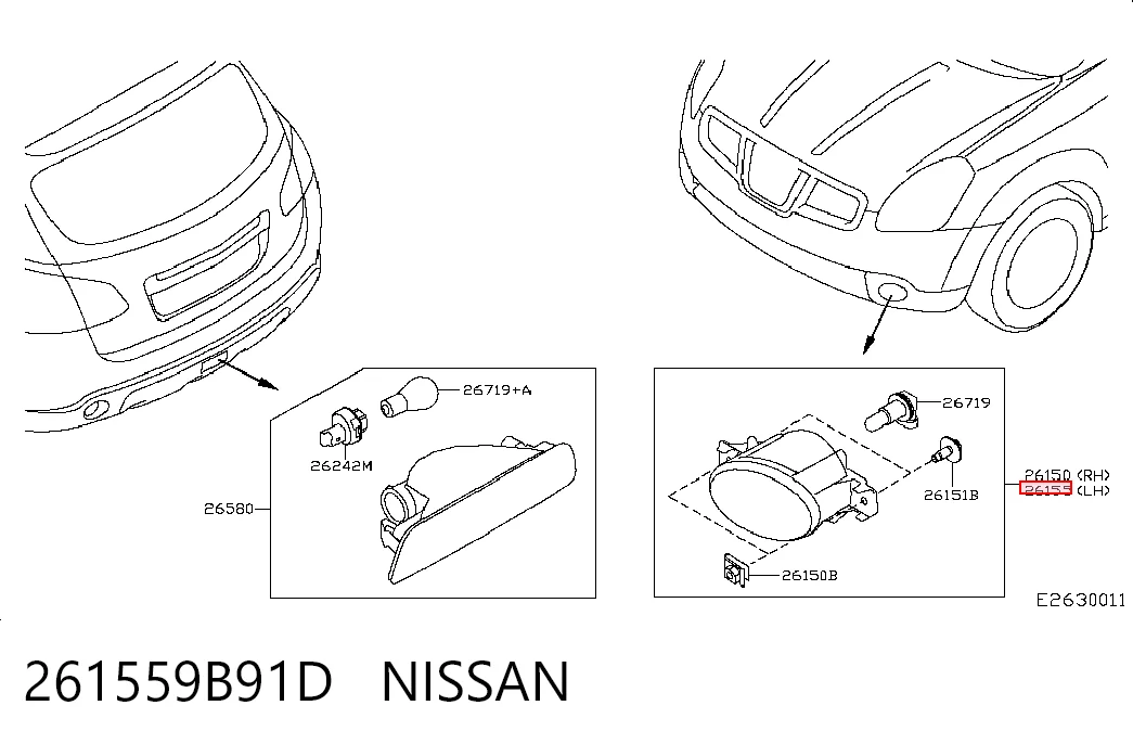 261559B91D Nissan/Infiniti Luz antiniebla izquierda