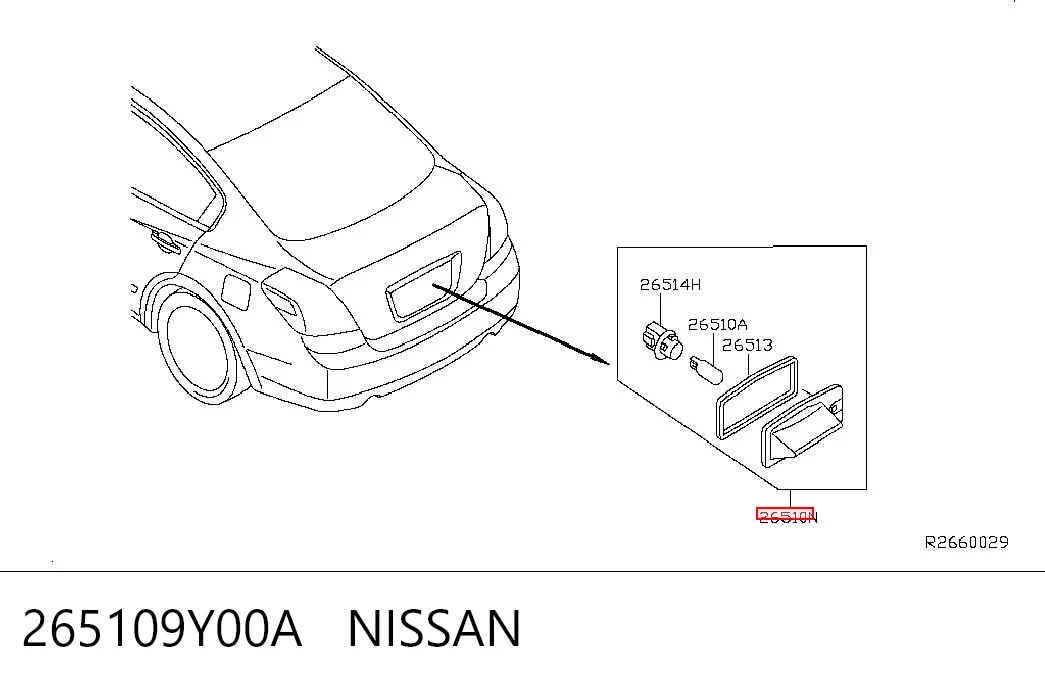 265109Y00A Nissan/Infiniti Luz de matricula