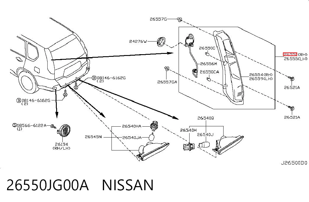 Piloto trasero derecho para Nissan X-Trail  T31
