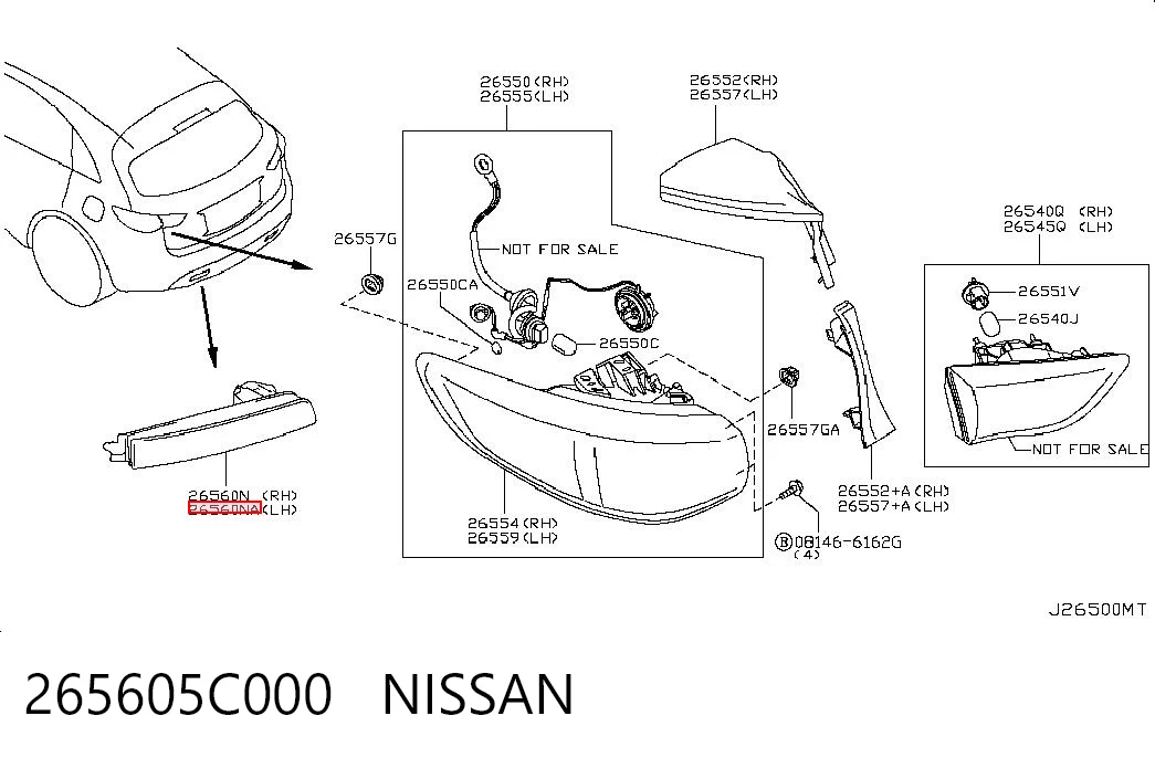 265605C000 Nissan/Infiniti Reflector, trasero, derecho