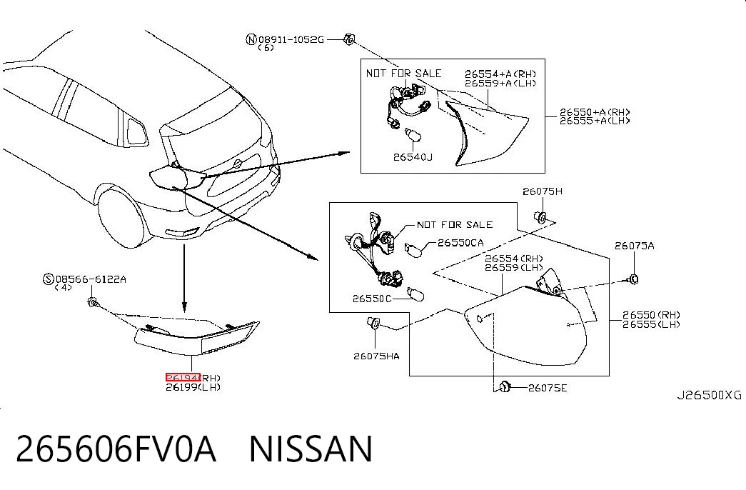 265606FV0A Nissan/Infiniti Reflector, trasero, derecho