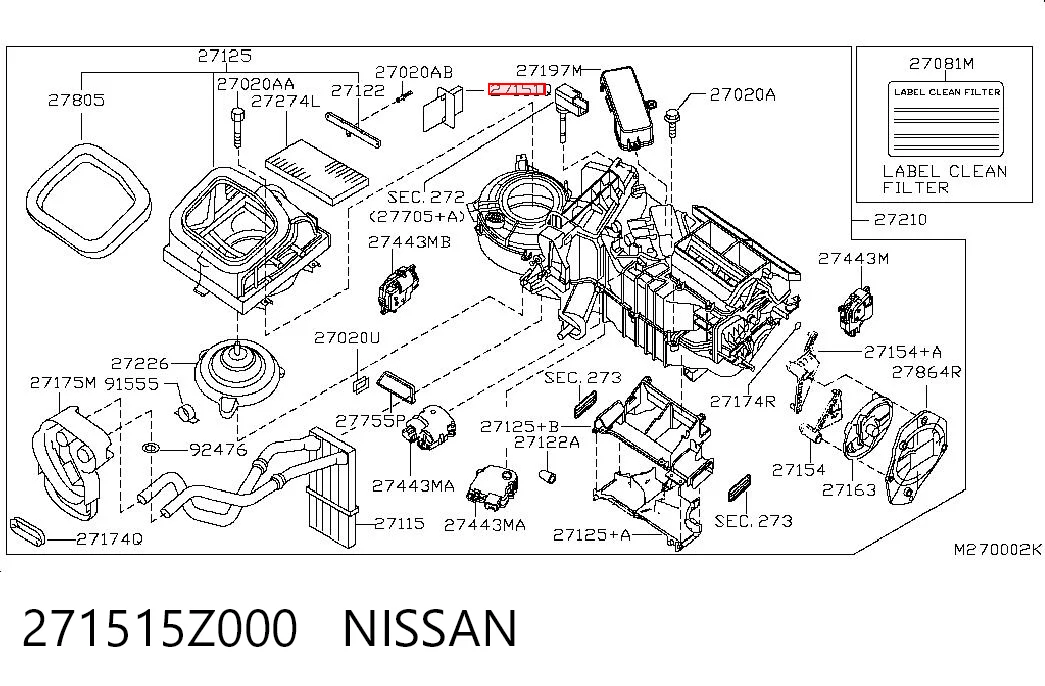 271515Z000 Nissan/Infiniti Resistencia de calefacción