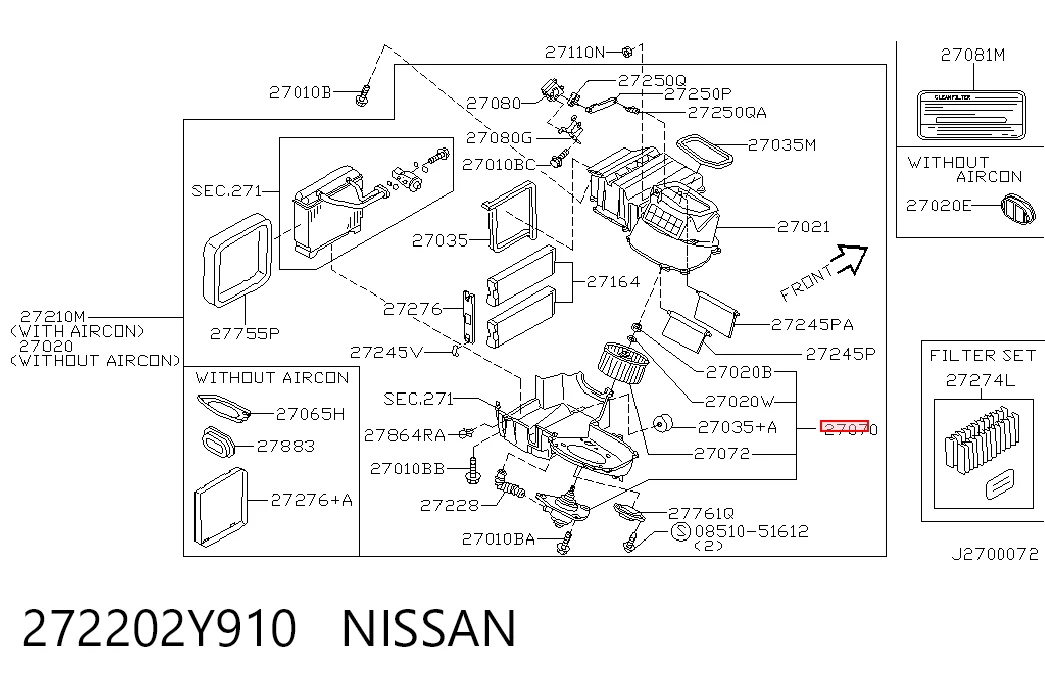272202Y910 Nissan/Infiniti Ventilador de habitáculo