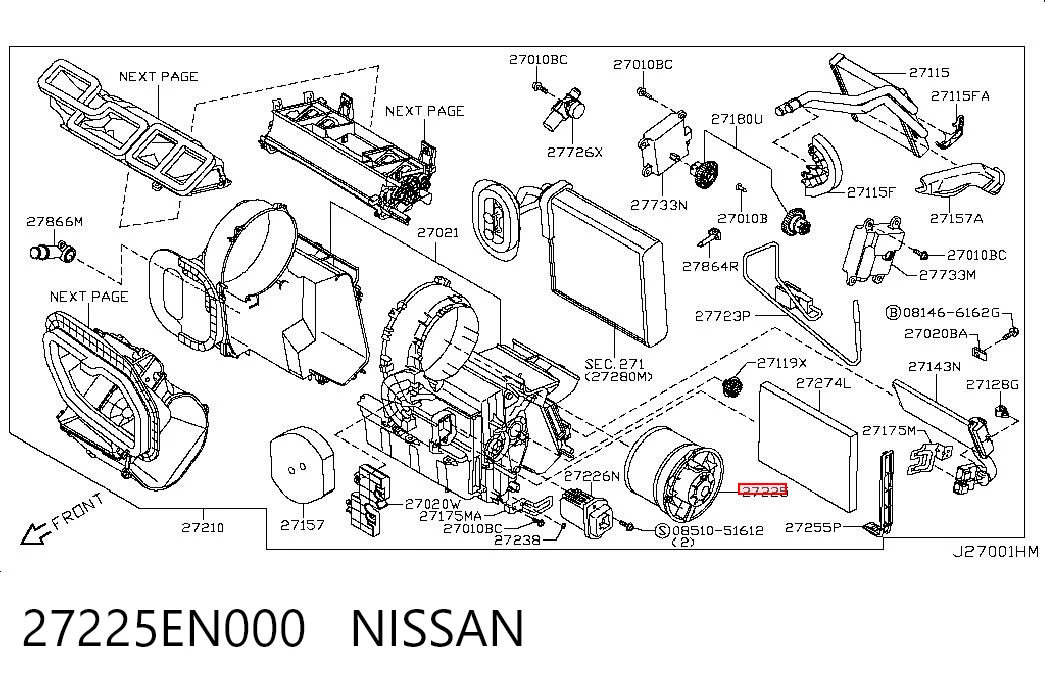 27225EN000 Nissan/Infiniti Ventilador de habitáculo