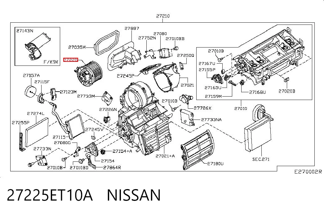 27225ET10A Nissan/Infiniti Ventilador de habitáculo