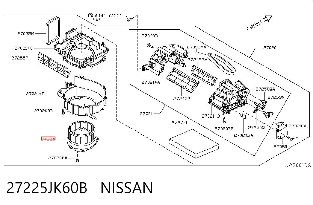 27225JK60B Nissan/Infiniti Ventilador de habitáculo