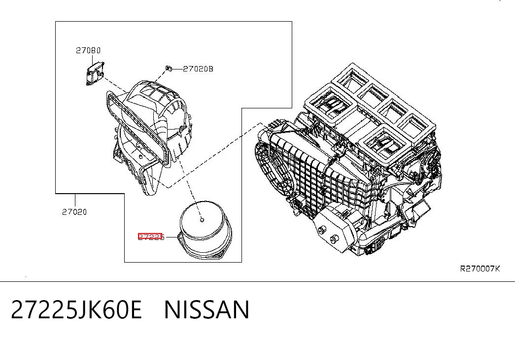 27225JK60E Nissan/Infiniti Ventilador de habitáculo