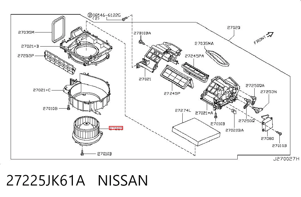 27225JK61A Nissan/Infiniti Ventilador de habitáculo