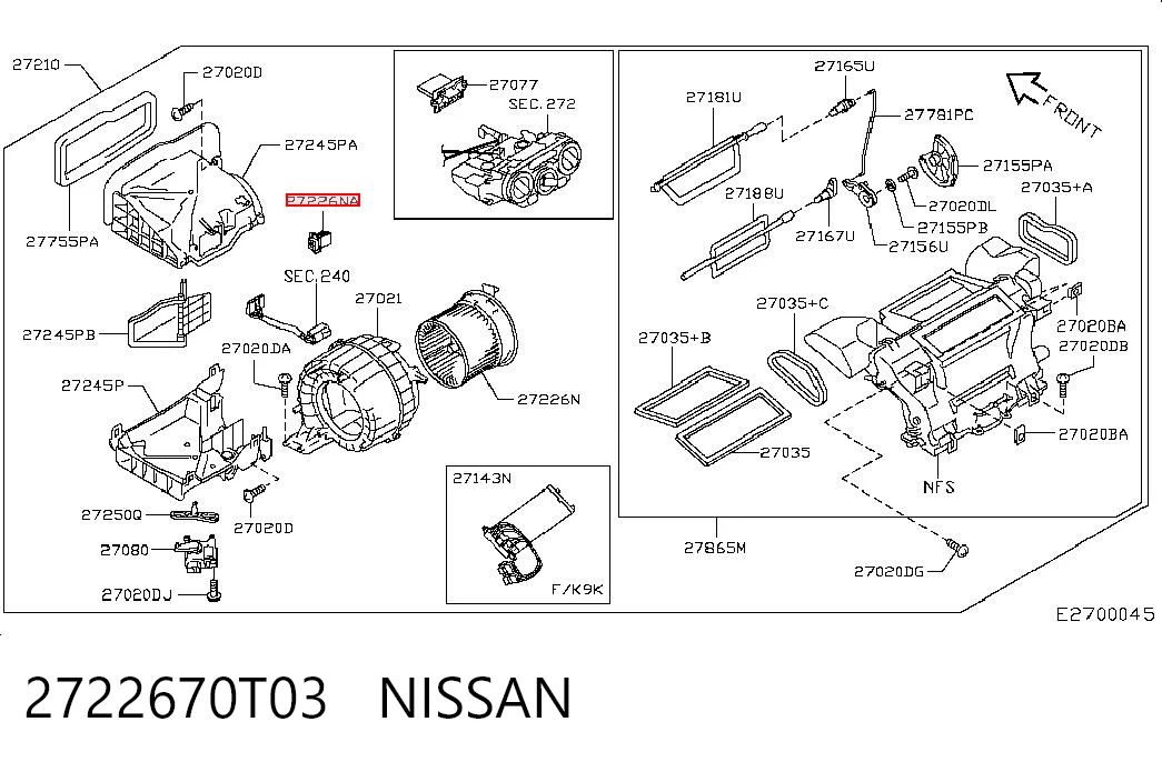 2722670T03 Nissan/Infiniti Resistencia de calefacción