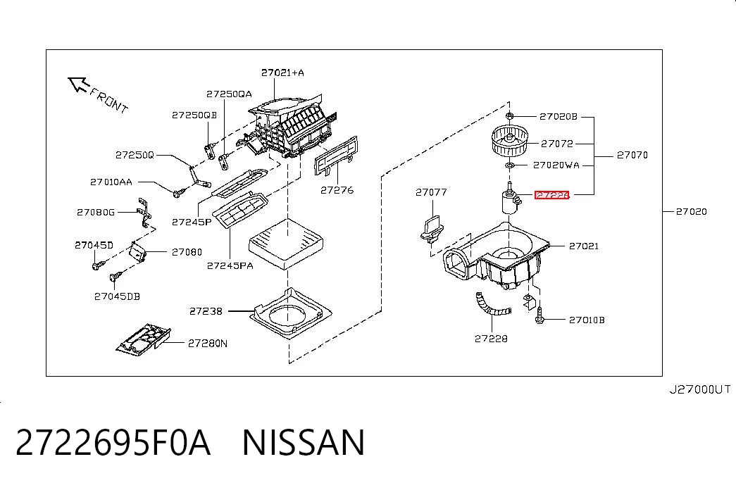 Motor del ventilador del calefactor 2722695F0A NISSAN