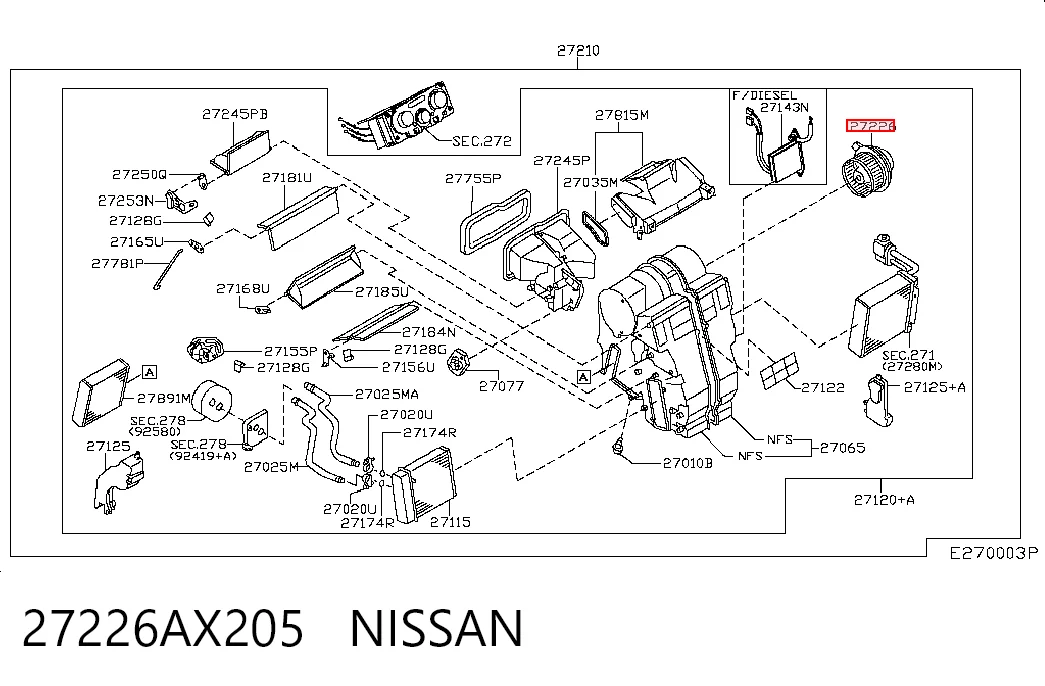Ventilador de habitáculo para Nissan Micra  K12