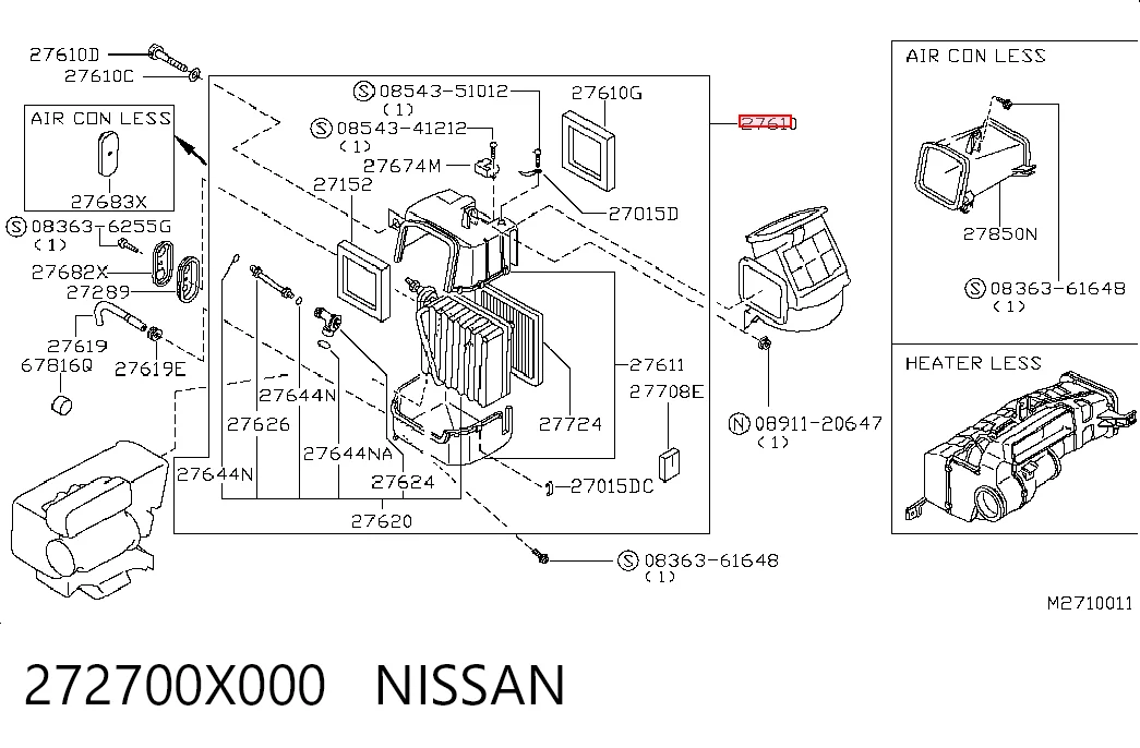 Evaporador, aire acondicionado Nissan Terrano II (1993-2006)