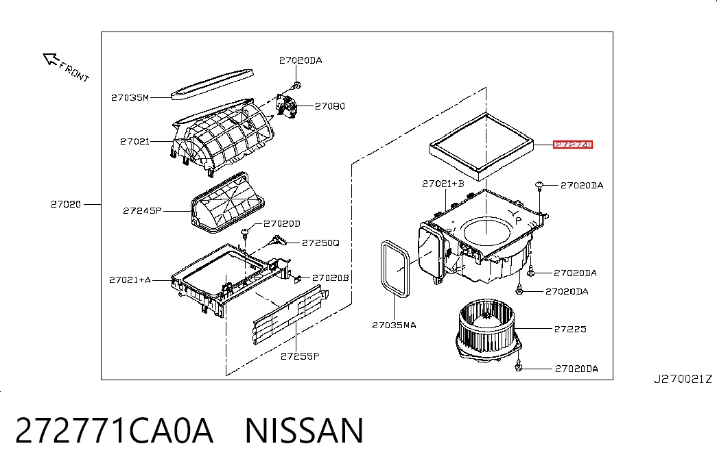 Filtro de habitáculo NISSAN 272771CA0A