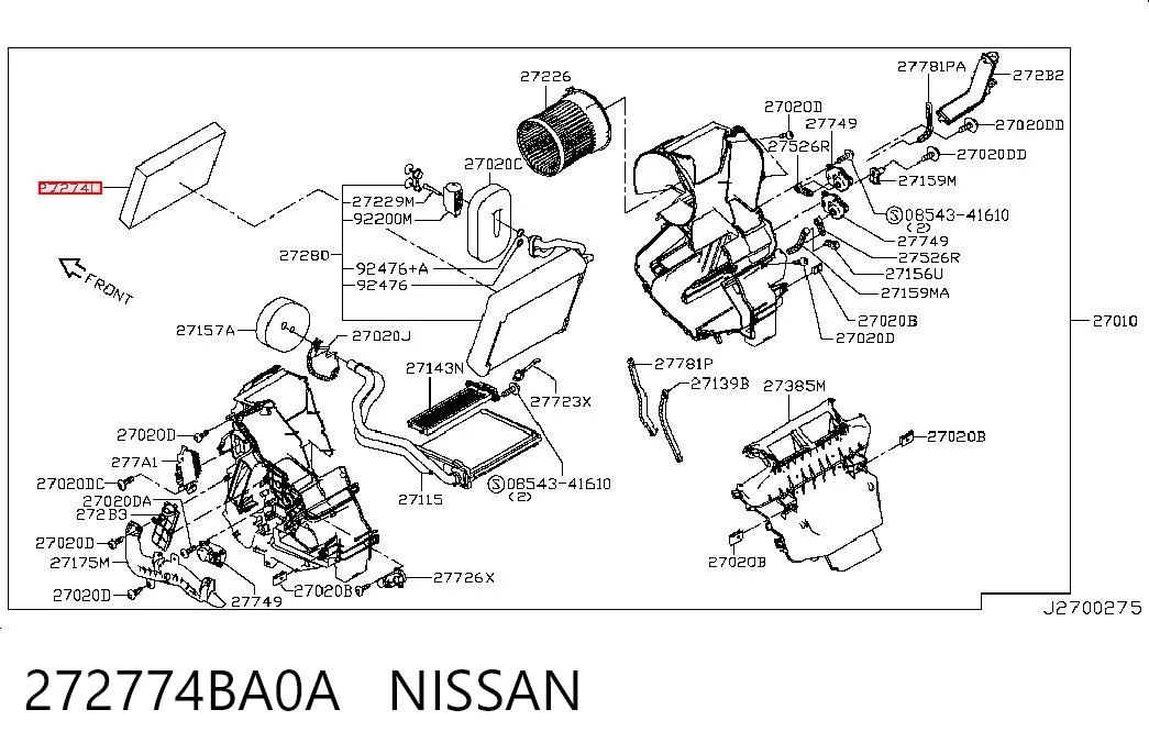 272774BA0A Nissan/Infiniti Filtro antipolen
