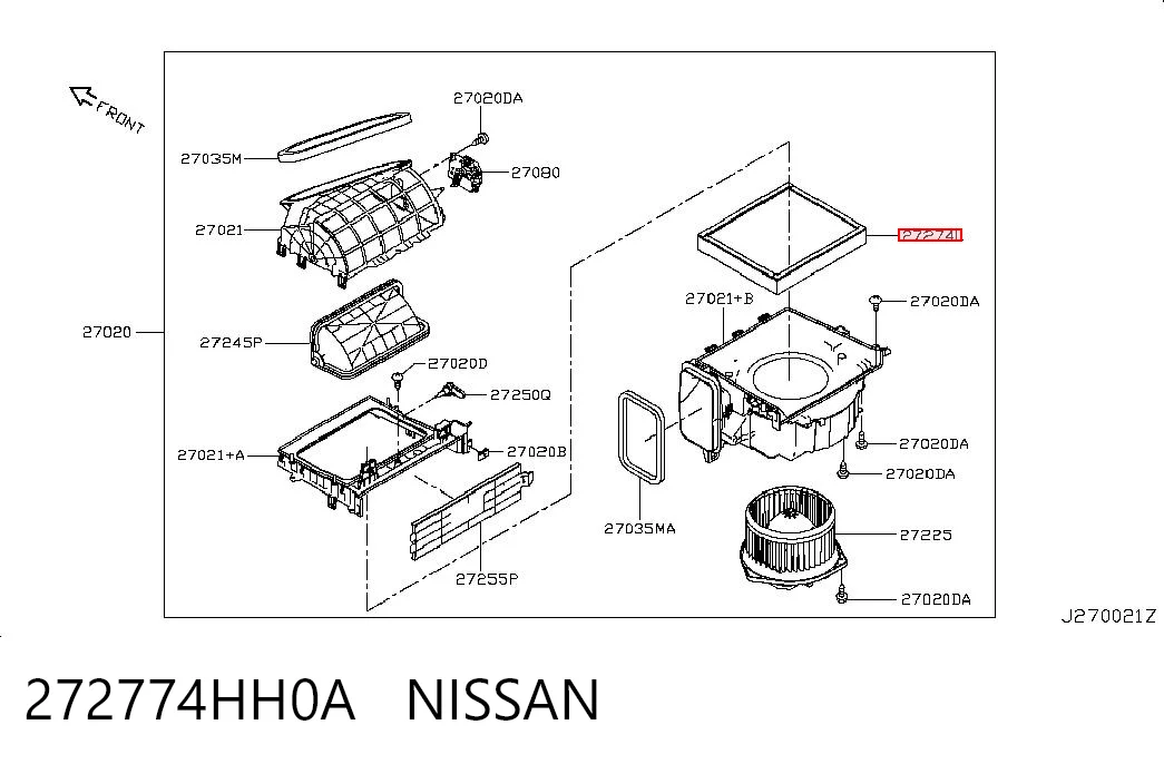 272774HH0A Nissan/Infiniti Filtro antipolen