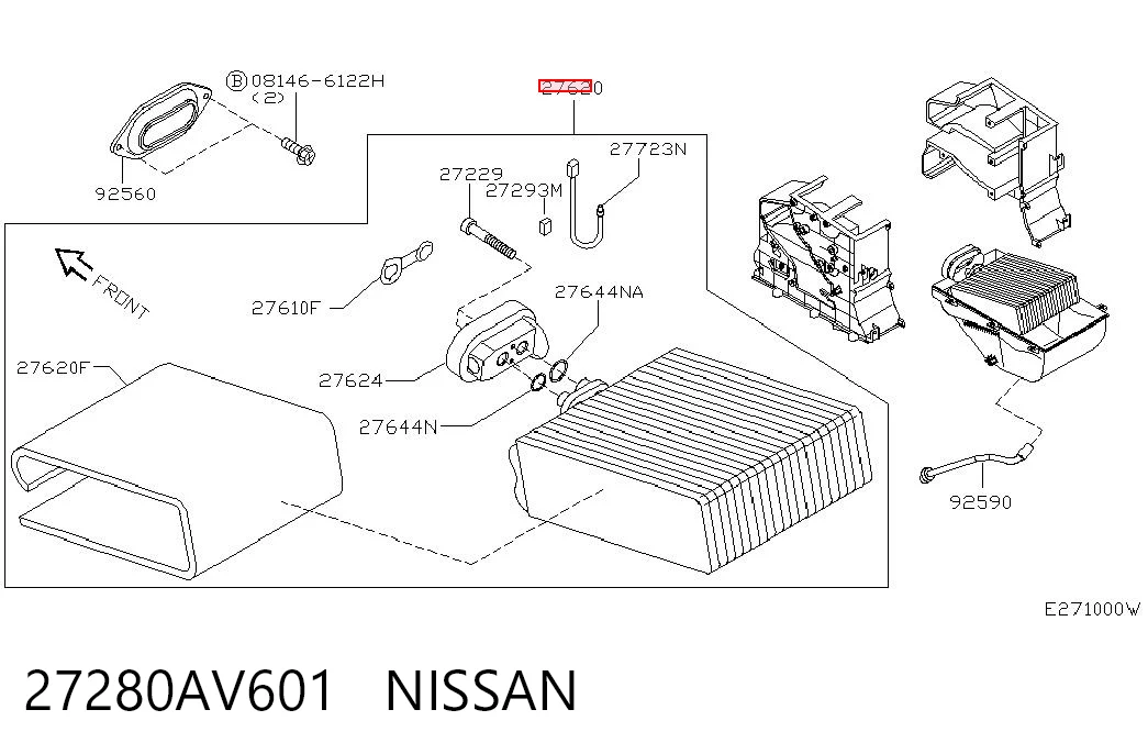 Evaporador, aire acondicionado para Nissan Primera  P12