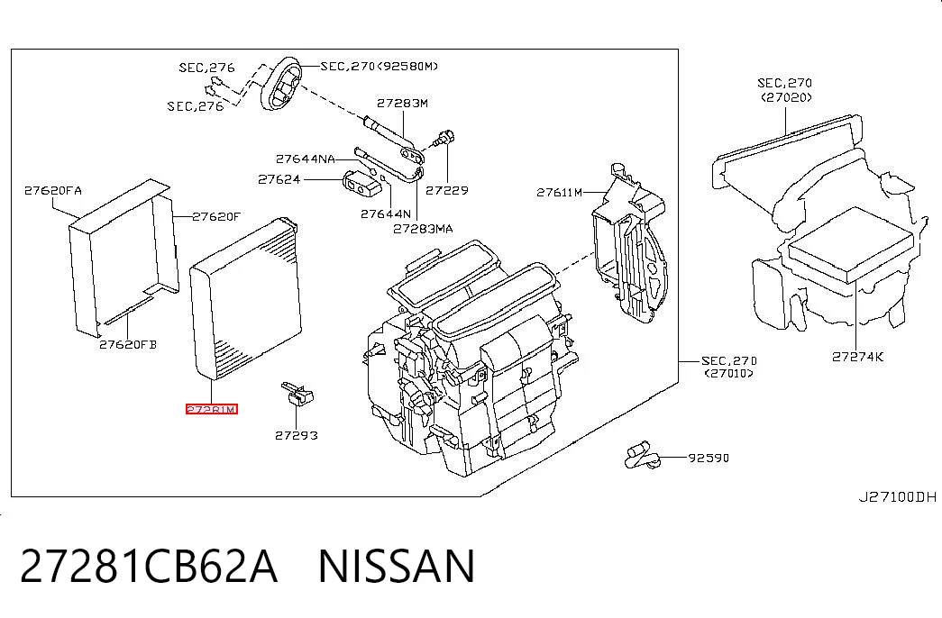 Evaporador, aire acondicionado para Nissan Murano  Z50