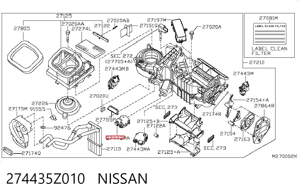 Actuador de compuerta de la calefacción para Nissan Navara NP300 III D40