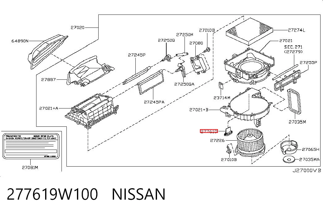 277619W100 Nissan/Infiniti Resistencia de calefacción