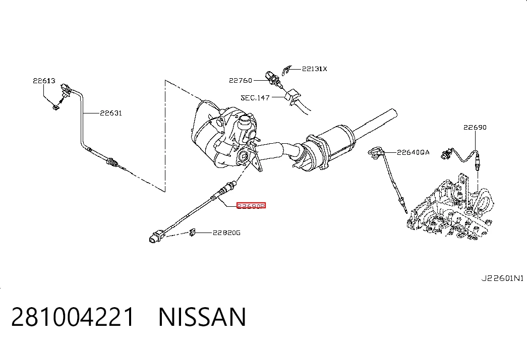 281004221 Nissan/Infiniti Sensor de oxígeno previo al catalizador