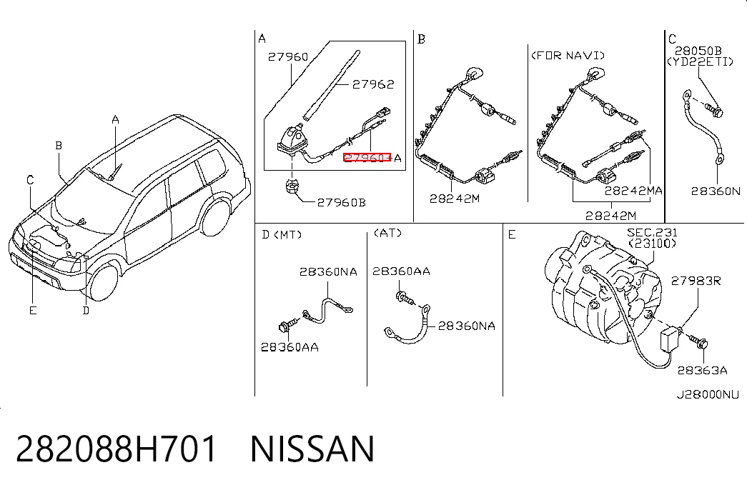 Comprar Antena Nissan X-Trail  T30 a bajo precio