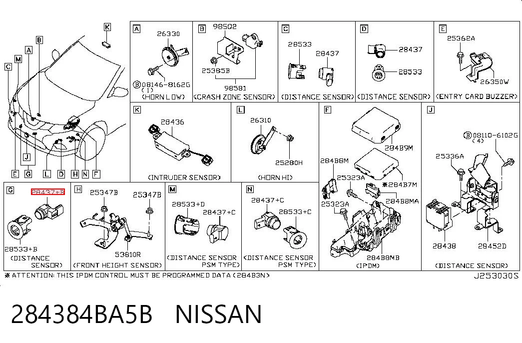284384BA5B Nissan/Infiniti Sensor de distancia por radar