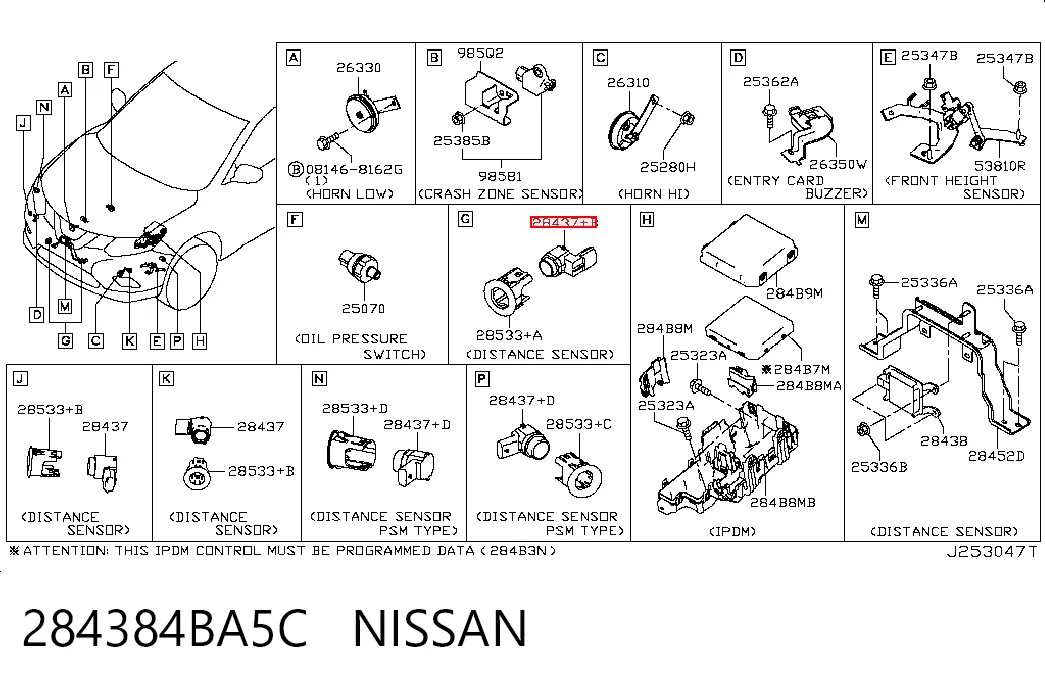 284384BA5C Nissan/Infiniti Sensor de distancia por radar